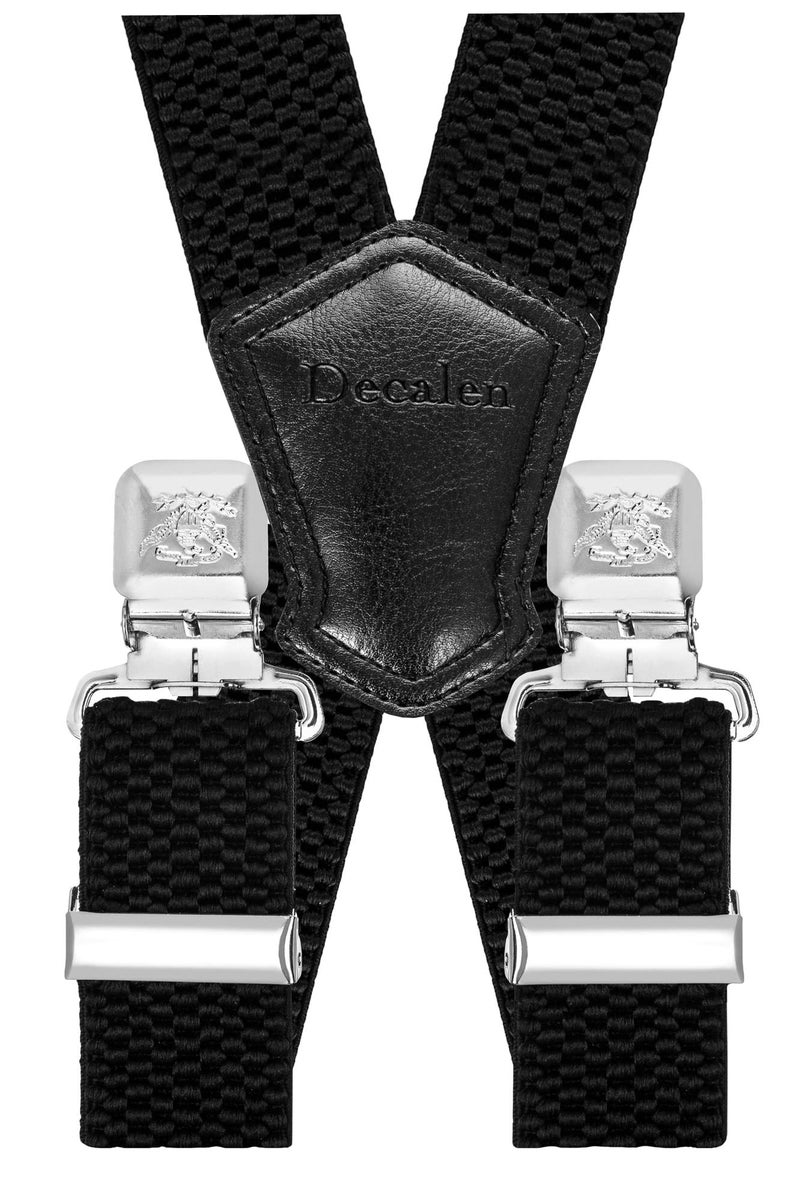 Decalen Mens Suspenders Very Strong Clips Heavy Duty Braces Big and Tall X Style (Black) - Image 4