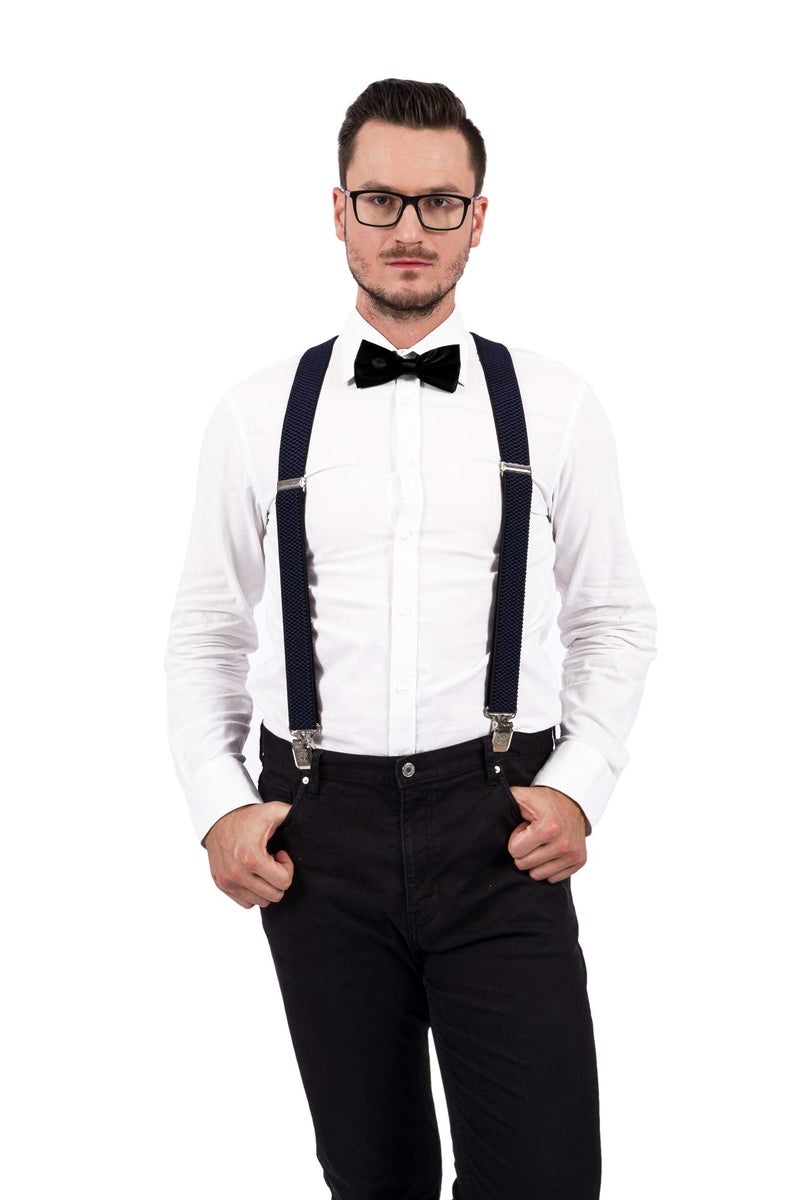 Decalen Mens Suspenders Very Strong Clips Heavy Duty Braces Big and Tall X Style (Black) - Image 5
