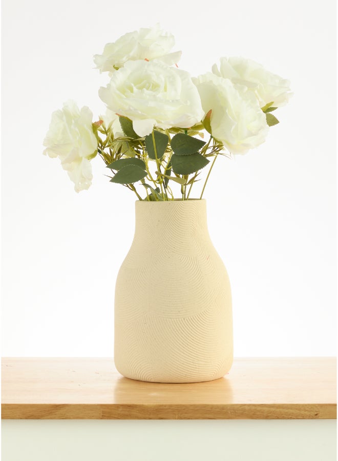 Rose 1pc Flower Bunch with 7 buds – White | 62cm Artificial Flower Bunch | Ideal for Wedding, Living Room Decor, Hotel, Party Decoration, and DIY Décor