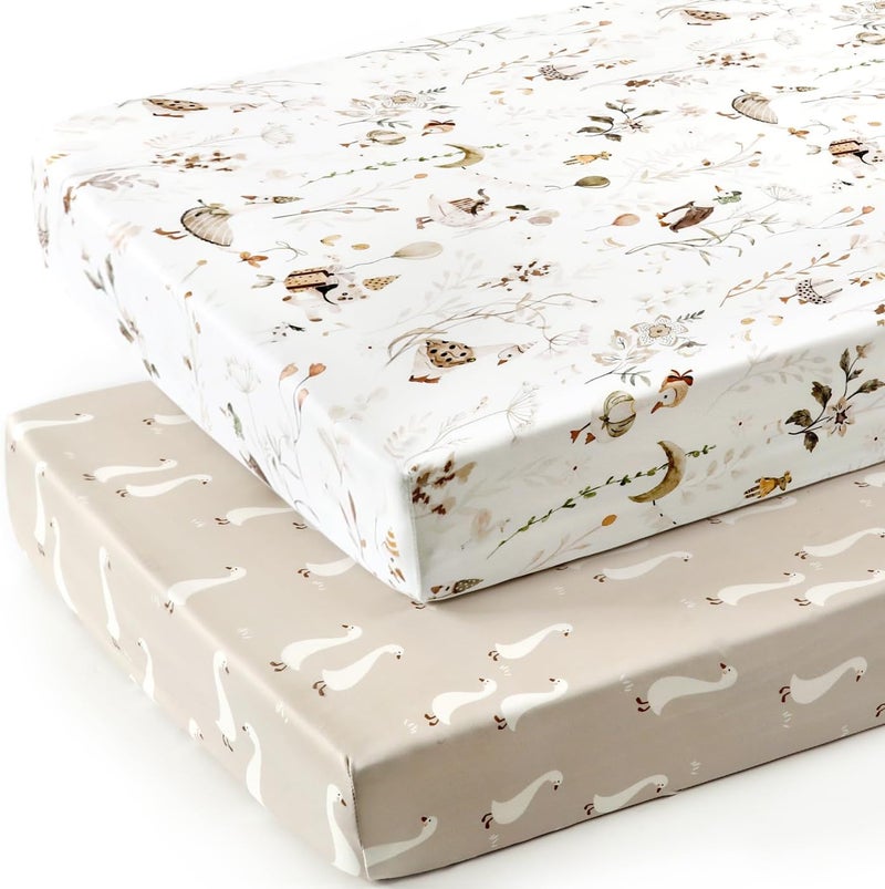 GRSSDER Stretch Ultra Soft Jersey Knit Fitted Crib Sheets Set 2 Pack - Image 2