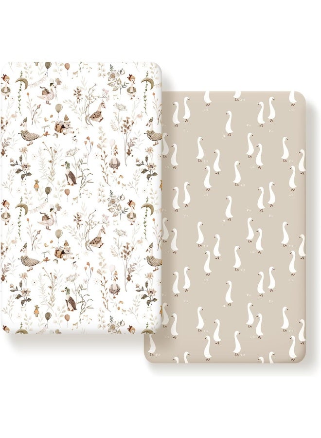 GRSSDER Stretch Ultra Soft Jersey Knit Fitted Crib Sheets Set 2 Pack - Image 1