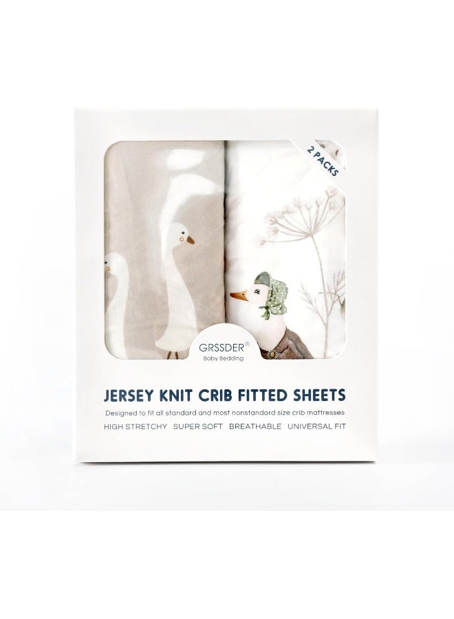 GRSSDER Stretch Ultra Soft Jersey Knit Fitted Crib Sheets Set 2 Pack - Image 4