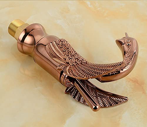 InArt Luxury Swan Shape Brass Sink Faucet Polished Bathroom Single Hole/Hot & Cold Wash Basin Mixer/Tap (Rose Gold) - Image 4