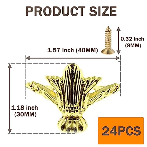 Olldag 24 PCS Antique Brass Box Metal Feet Legs for Small Wood Jewelry Crafts Case, Tiny Boxes Chest Storage Corner Protector Feet for Wooden Boxes, Decor Boxes, Cabinets, Wine Boxes,Toolbox (Gold) - Image 2