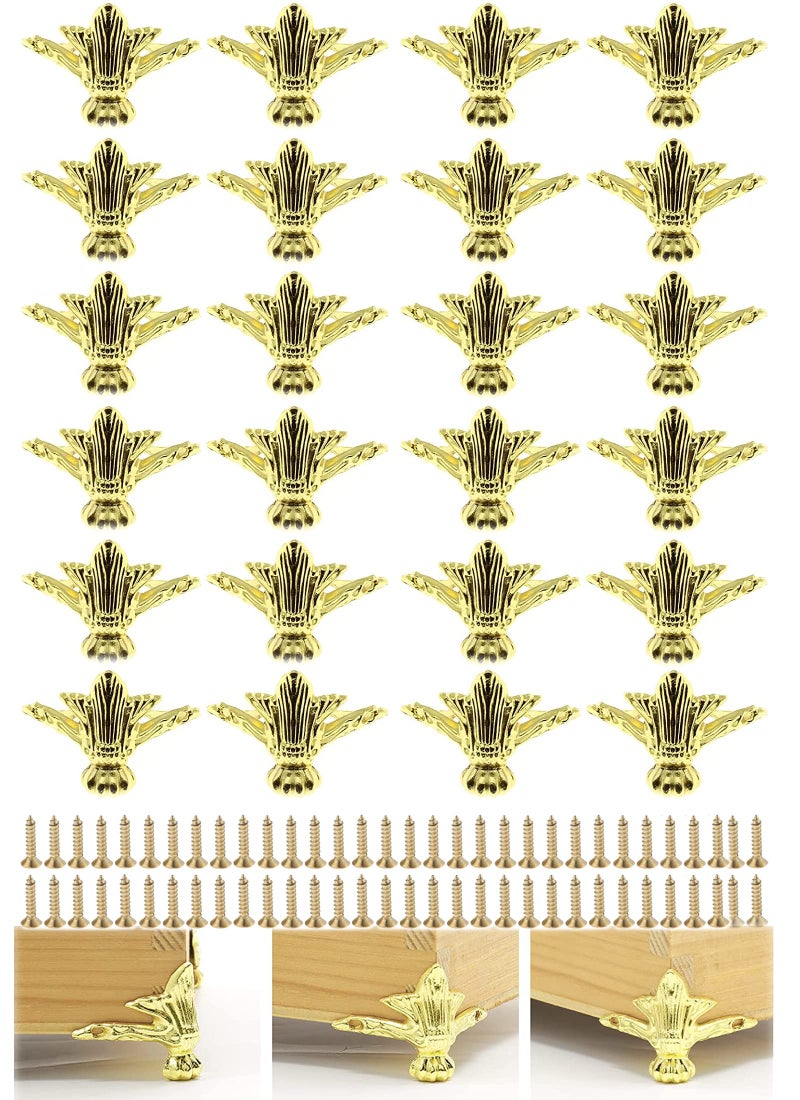 Olldag 24 PCS Antique Brass Box Metal Feet Legs for Small Wood Jewelry Crafts Case, Tiny Boxes Chest Storage Corner Protector Feet for Wooden Boxes, Decor Boxes, Cabinets, Wine Boxes,Toolbox (Gold) - Image 1