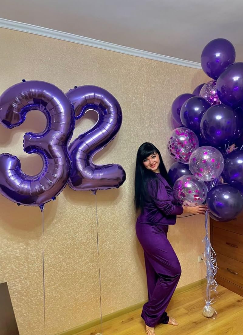 Mluchee Numbers Balloon 3, 40 Inch Large Purple Balloon for Three Year Old Birthday Decor, 3 13 30 31 Birthday Party Decorations for Wedding Supplies - Image 2