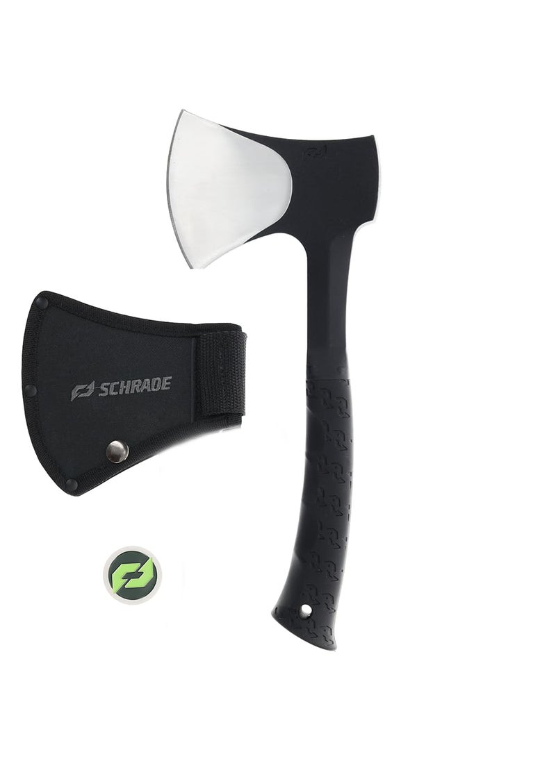 SCHRADE Schrade SCAXE10 11.1in Full Tang Hatchet with 3.6in Stainless Steel Blade and TPR Handle for Outdoor Survival Camping and Everyday Tasks , Black  - Image 1