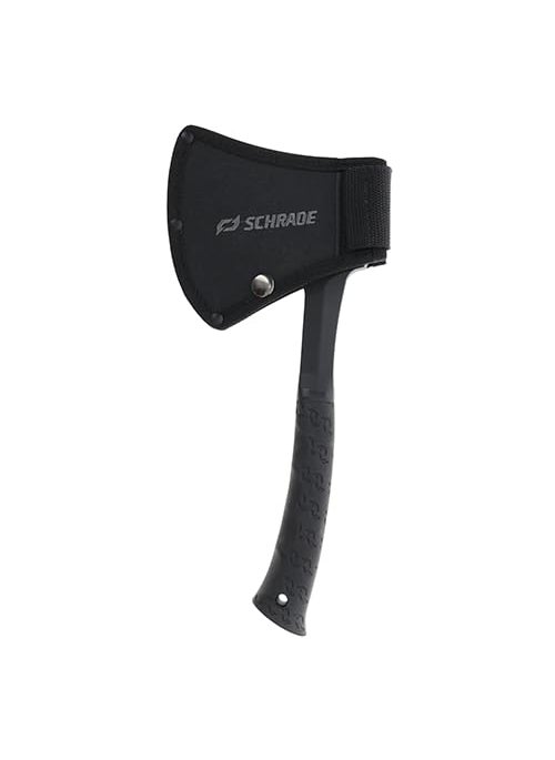 SCHRADE Schrade SCAXE10 11.1in Full Tang Hatchet with 3.6in Stainless Steel Blade and TPR Handle for Outdoor Survival Camping and Everyday Tasks , Black  - Image 2