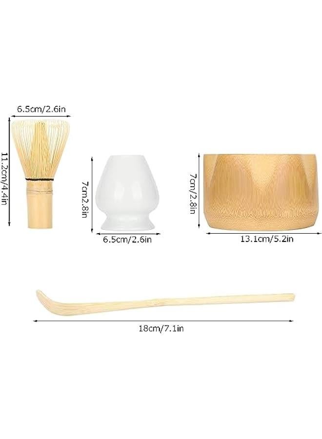 HOOKOR Matcha Whisk Set, 4pcs Japanese Tea Set,Matcha Whisk,Traditional Scoop, Matcha Bowl, Ceramic Whisk Holder,Traditional Matcha Tool Set for Matcha Tea Ceremony (wooden) - Image 2