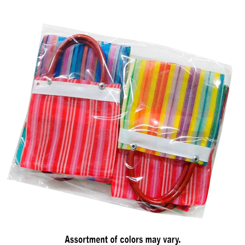 More Fiesta 12 Mini Mexican Tote Mercado Bags 5 inch by 5 inch - Assorted Colors - Small Mexican Mercado Bags (High Thread Mesh) - Image 3
