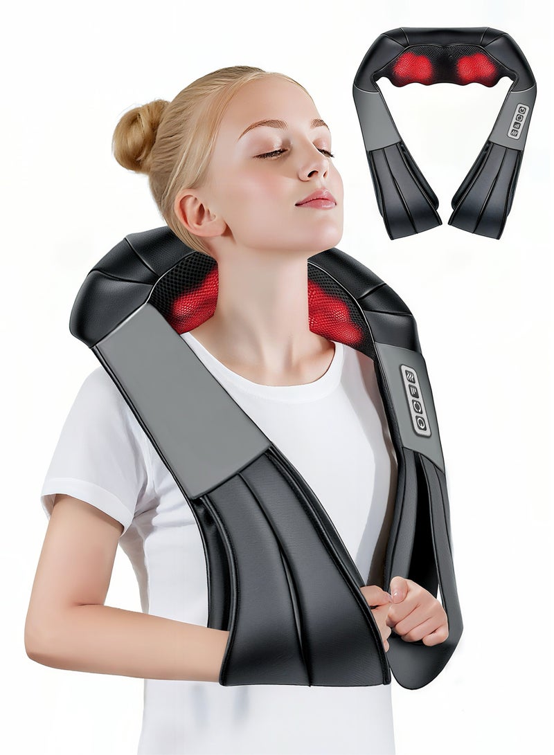 Necomi Back Massager, Shiatsu Back and Neck Massager with Heat for Pain Relief, Deep Tissue Kneading Shoulder Massage Pillow for Total Body Relaxation - Image 1