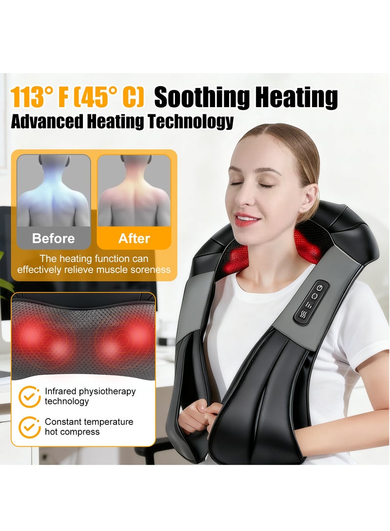 Necomi Back Massager, Shiatsu Back and Neck Massager with Heat for Pain Relief, Deep Tissue Kneading Shoulder Massage Pillow for Total Body Relaxation - Image 4