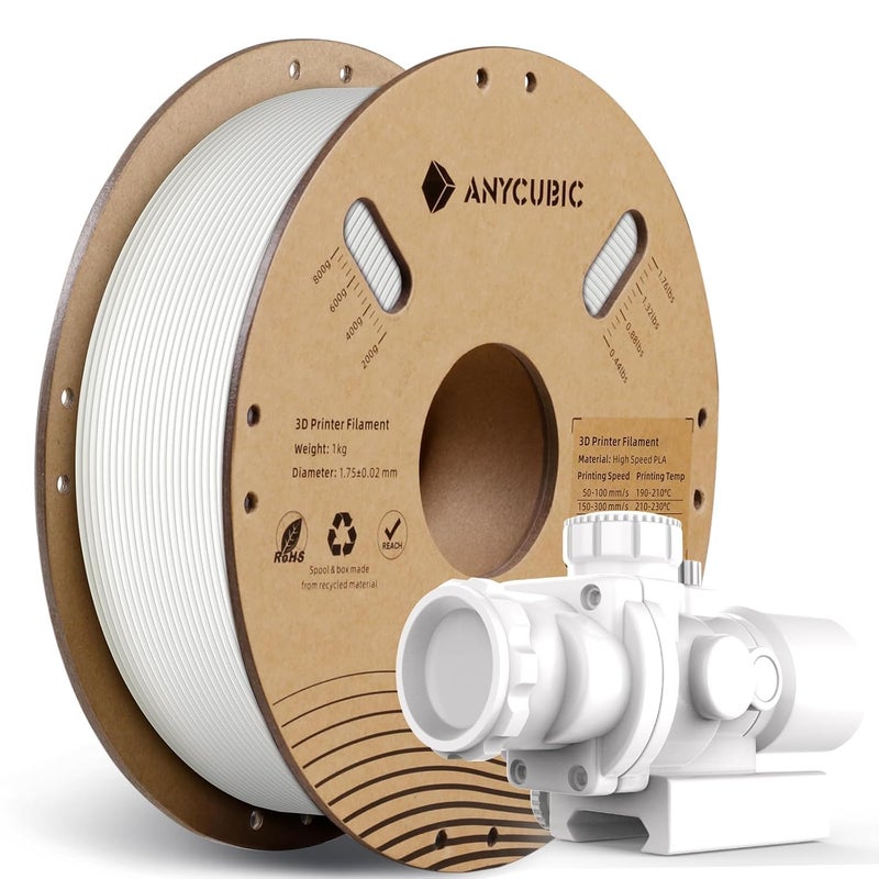 3idea Anycubic High Speed 3D Printer Filament 1.75mm, Print Up to 10X Faster, Rapid PLA Filament with High Prints Quality, Dimensional Accuracy +/- 0.02mm, Print with Most FDM 3D Printers, 1KG, White - Image 1