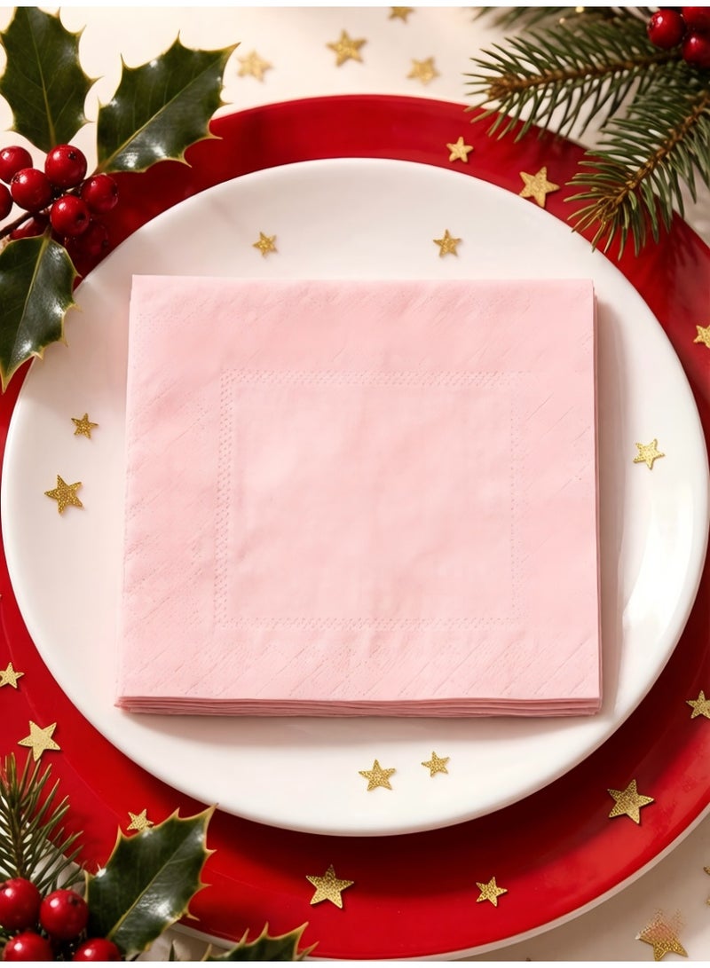 120Pcs Solid Color Printed Napkins,Disposable Napkins, Cocktail Napkins, Party Napkins, Birthday Dining Napkins,2-Ply Luncheon Napkin for Wedding, Birthday, Tea Party Decoration,Pink, 5 * 5 Inch - Image 4