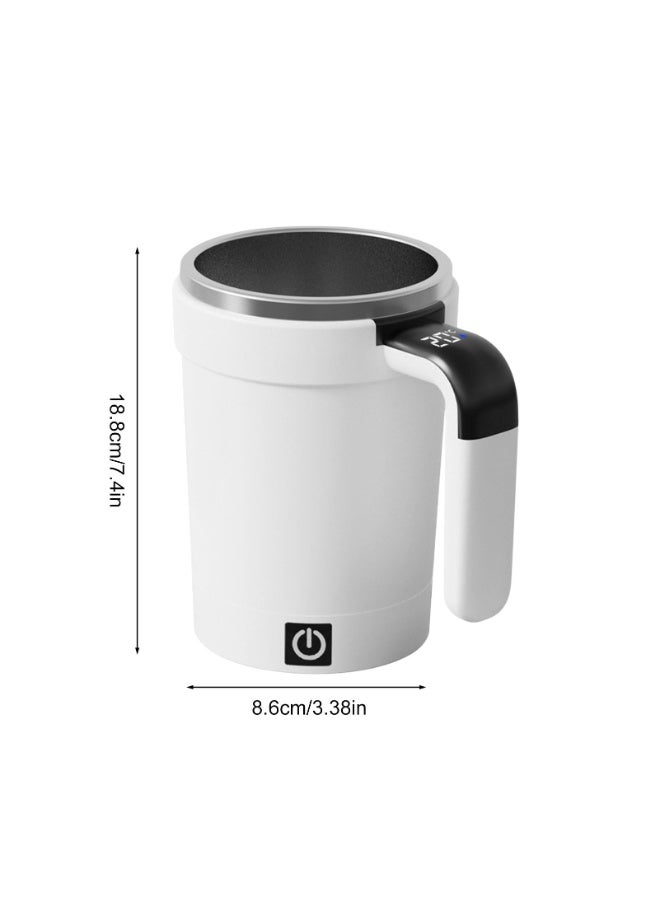 فلوشرينيك كوب قهوة أوتوماتيكي مزود بقاعدة مغناطيسية للتقليب، سعة 380 مل (12.85 أونصة) كوب قهوة قابل لإعادة الشحن ومزود بقاعدة مغناطيسية للتقليب قابلة للفصل بتصميم مزدوج الفوهة كوب من الفولاذ المقاوم للصدأ 304، مناسب للقهوة والحليب والاستخدام المكتبي والسفر (أبيض) - Image 2