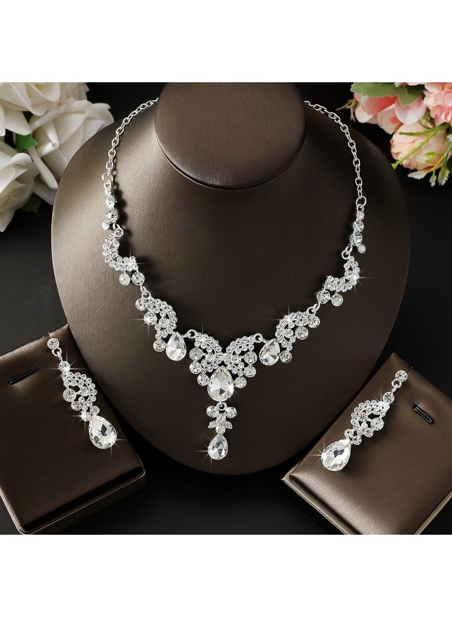 إينوشا قلادة و серьги العروس بالراينستونز - مجموعة مجوهرات فاخرة للحفلات و الزفاف - Image 2