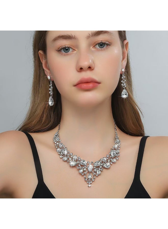 إينوشا قلادة و серьги العروس بالراينستونز - مجموعة مجوهرات فاخرة للحفلات و الزفاف - Image 1