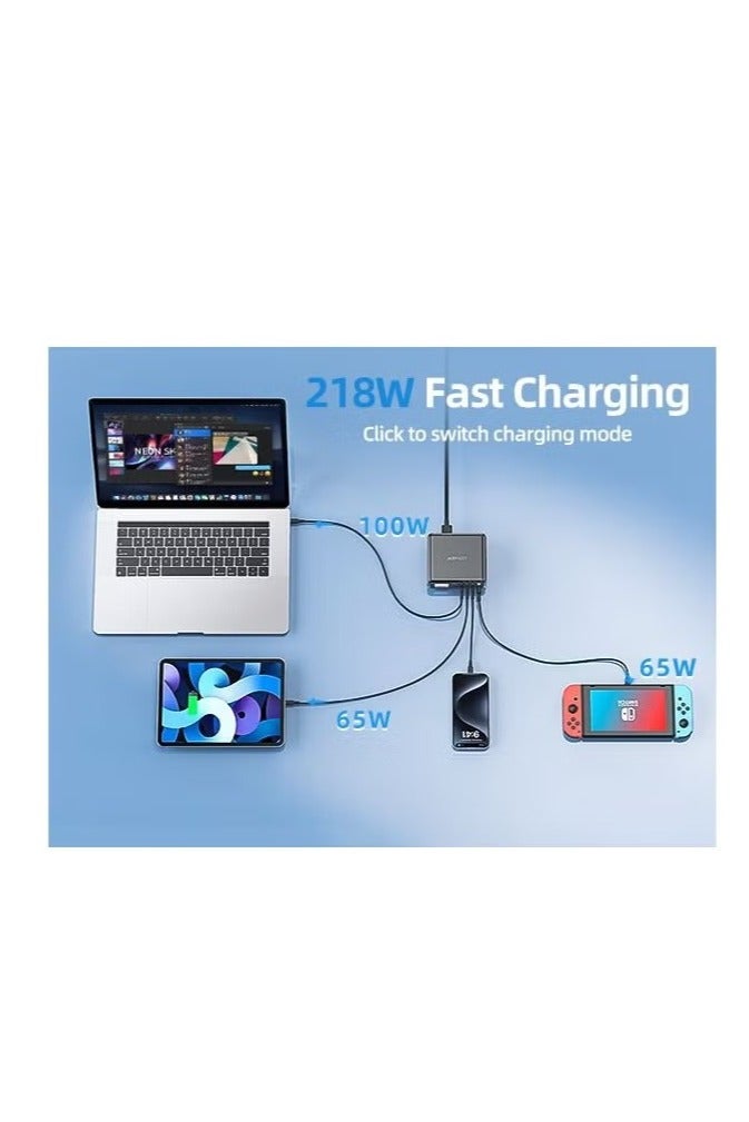 ACEFAST 200W USB-C Charging Station – 6-Port Fast Charger Hub with PowerIQ Technology - Image 4