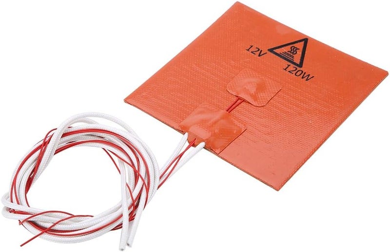 klarako 3D Printer Hot Bed, Silicone Hot Heated Bed Heating Pad Biqu Heat Bed Power Module Expansion Hot Bed Mos Tube for 3D Printer(12V 120W 120 * 120mm) - Image 1