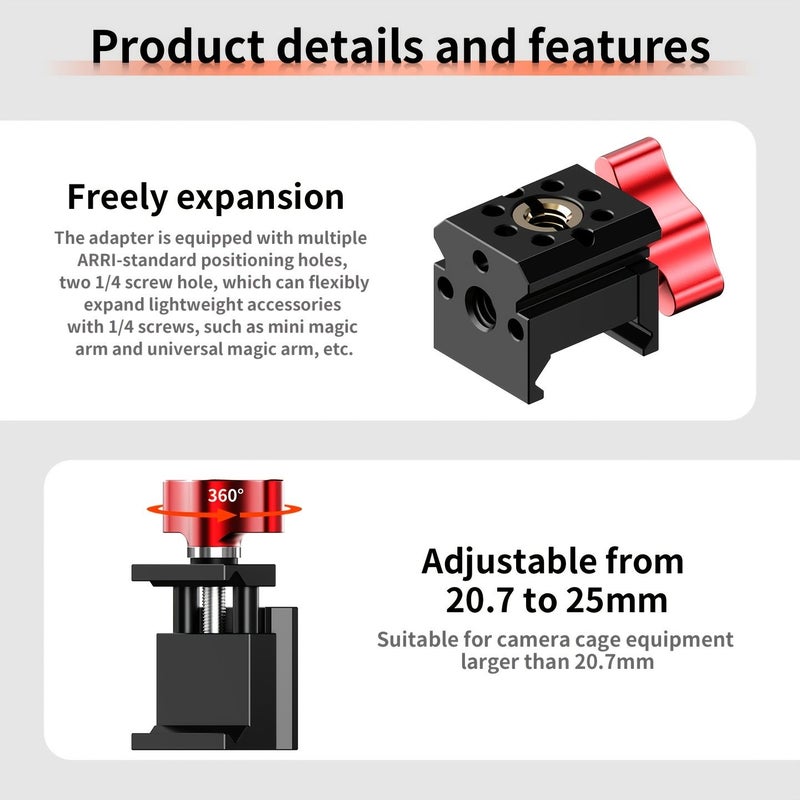 Black NATO Claw Clip Adapter Extension for SLR Camera Cage 1 4 Arri Locating - Image 4