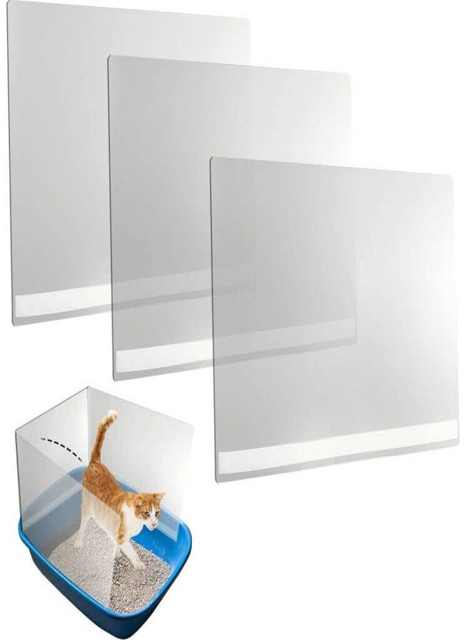 AAiphuwew 3 Pack Large Size Cat Litter Box Pee Shields, Easy Cleaning Frosted High Side Litter Box Splash Guard Cat Pee Shields for Open Top Litter Pan - Image 1