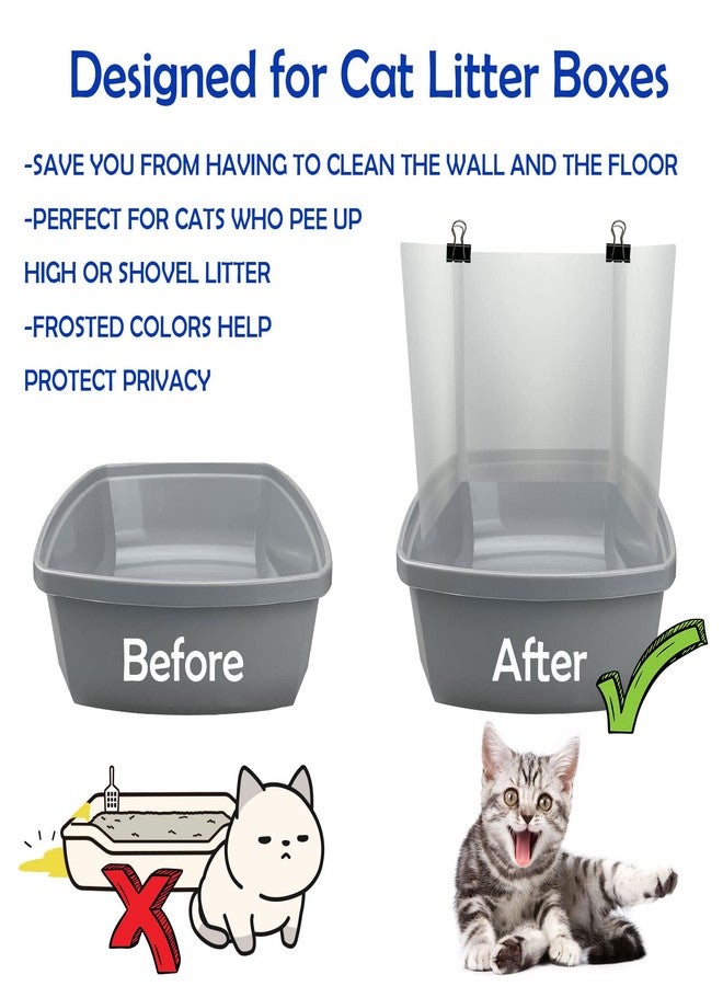 AAiphuwew 3 Pack Large Size Cat Litter Box Pee Shields, Easy Cleaning Frosted High Side Litter Box Splash Guard Cat Pee Shields for Open Top Litter Pan - Image 3
