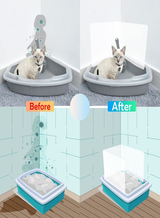 AAiphuwew 3 Pack Large Size Cat Litter Box Pee Shields, Easy Cleaning Frosted High Side Litter Box Splash Guard Cat Pee Shields for Open Top Litter Pan - Image 4