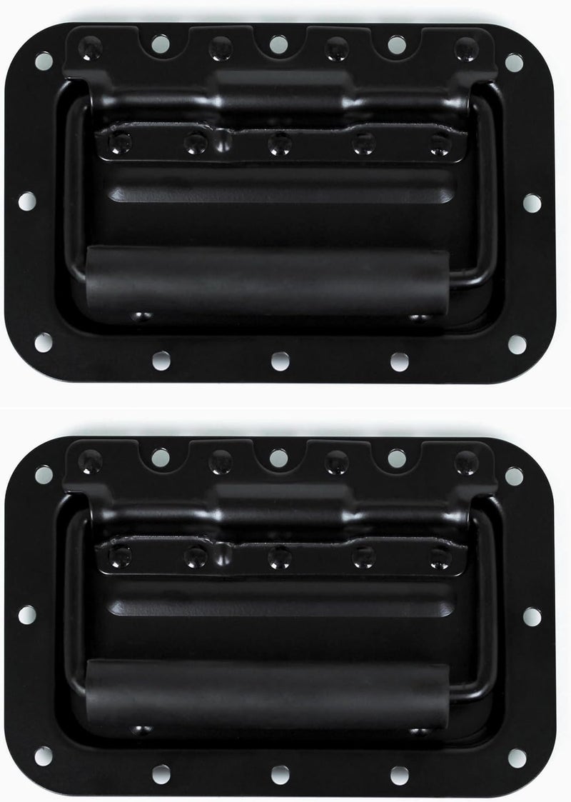 TCH Hardware 2 Pack Medium Spring Loaded Steel Recessed Handle Black with Padded Grip Case Chest Box - Image 1