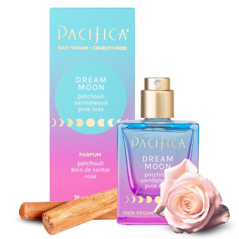 Pacifica عطر بخاخ نسائي من باكفيكا دريم مون 1 أونصة سائلة عطر زهري خشبي يدوم طويلاً لها روز باتشولي خشب الصندل 100% نباتي خالي من القسوة خالي من الفثالات