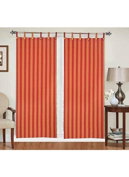 nissi - nissi Fashion Door Cotton Curtains || Pack of 2 | (RED Orange) - Image 1