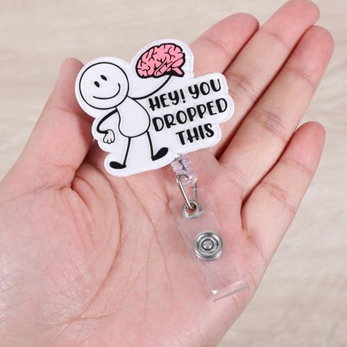 BVIIE Hey You Dropped This Funny Badge Reel, Cute Brain Retractable ID Card Badge Holder, Name Tag Work Badge Clip for Neurology CT RN LPN CNA MA ER Night Shift Nurse Nursing Student Doctor, Nurse Gifts - Image 2