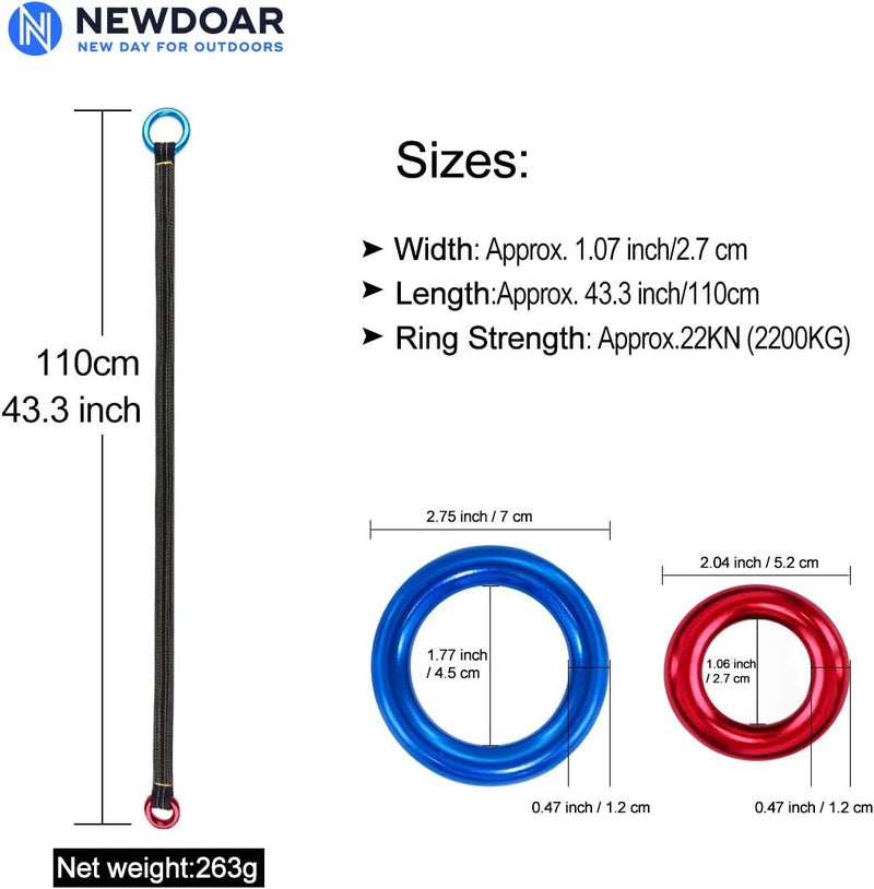 Newdoar Tree Arborist Friction Saver 22KN Climbing Cambium Saver Loop Belt Sling Retrievable Anchor 35.4 inch/43 inch - Image 2