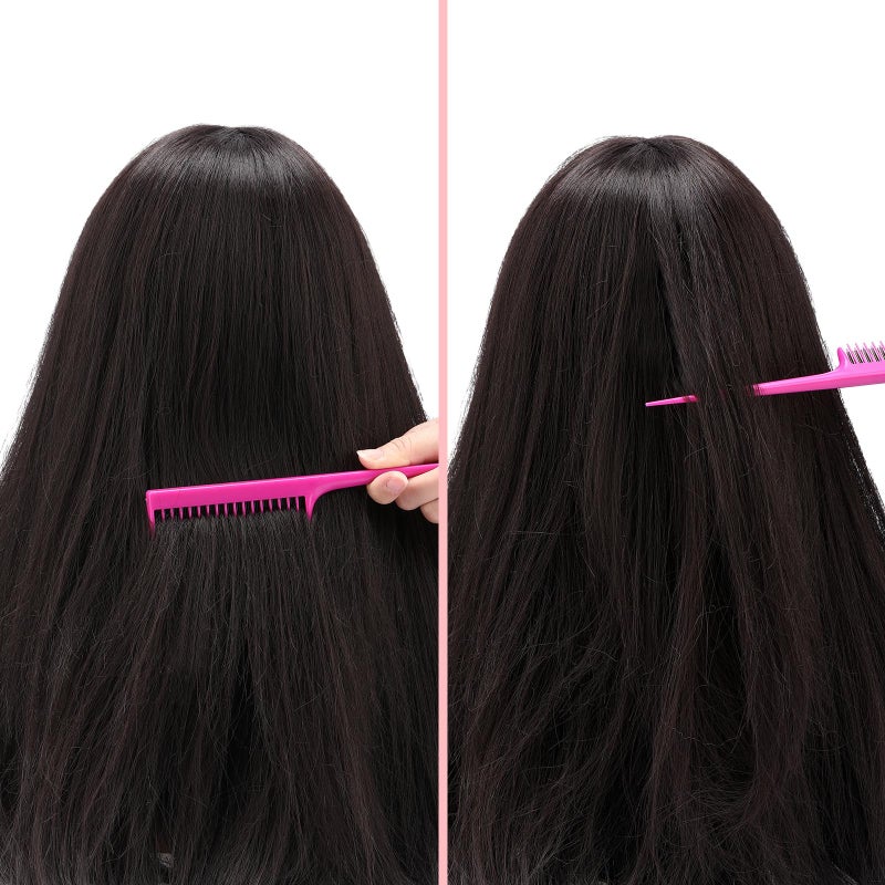 Leinuosen 3 Pcs Triple Teasing Comb for Women Plastic Rat Tail Comb Heat Resistant Pintail Tease Layer Tool for Thick Fine Hair Styling Backcombing Volume Structure(Black, Pink and Brown) - Image 5