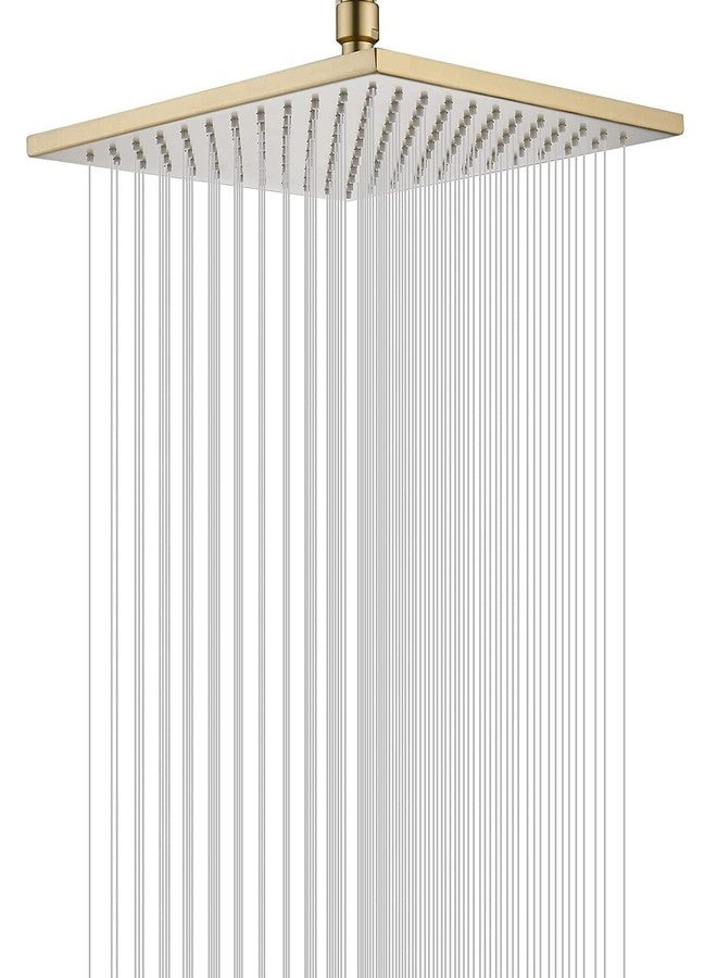 TOSCH Stainless Steel 304 VENETIAN GOLDEN PREMIUM 12 INCHES Showerhead Grade High Pressure GOLDEN Square Extra Heavy Rainfall Overhead Shower & 21 Inch Shower Arm (Golden Finish) - Image 1