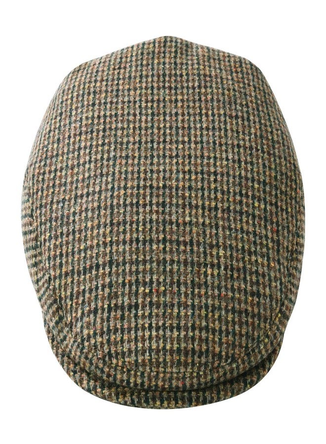 FEINION Men's Wool Tweed Newsboy Ivy Cap Gatsby Golf Flat Hat, T-houndstooth Khaki, 7 1/4 - Image 4