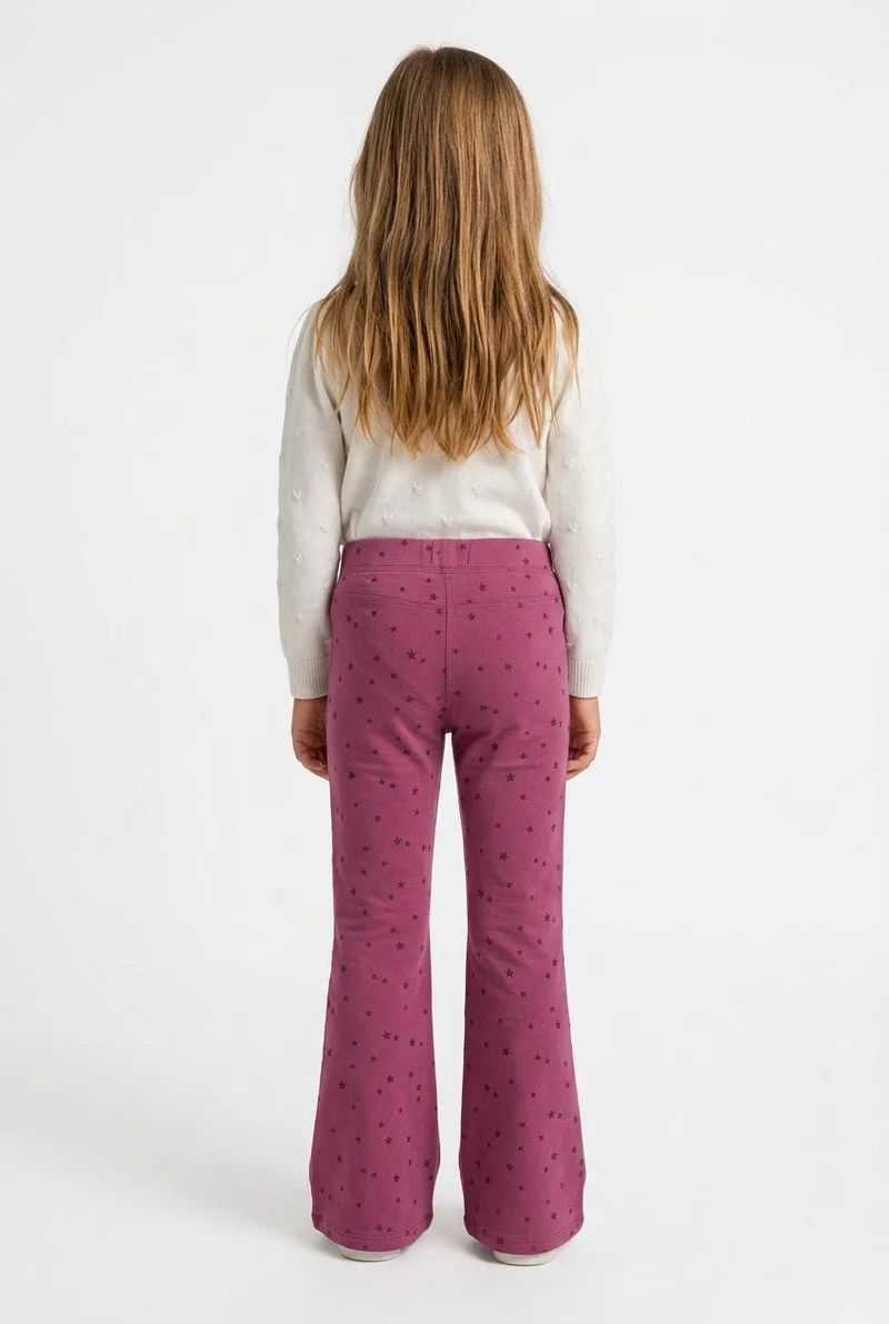 Ovs  OVS Girlsâ€™ Purple Flared Stretch-Cotton Trousers With Star Print for Women | Best Price UAE