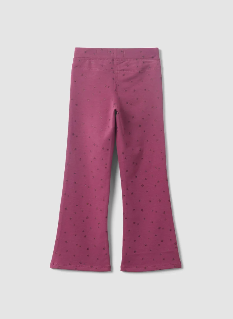 Ovs  OVS Girlsâ€™ Purple Flared Stretch-Cotton Trousers With Star Print for Women | Best Price UAE