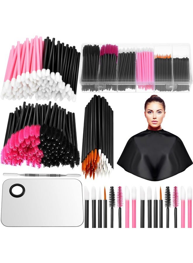 Maitys 260 Pieces Disposable Makeup Tools Kit, Eyeliner Brushes Mascara Wands Lipstick Applicators Plastic Organizer Box Short Waterproof Cape Stainless Steel Makeup Palette, Spatula(Mixed Color) - Image 1