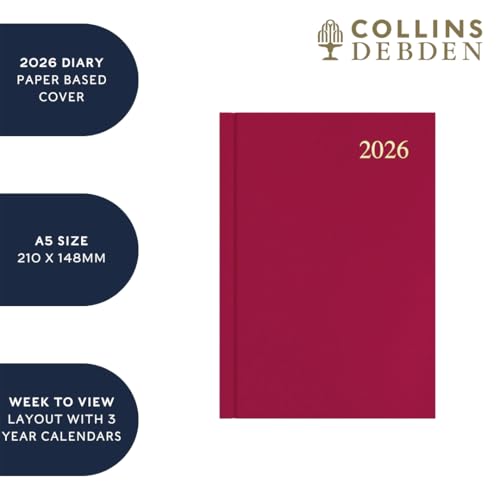 Collins - Essential - 2026 12 Month Calendar Year Planner, Week-To-View Diary, A5 Hard Cover - Dark Blue (ESSA53.65-26) - Image 4