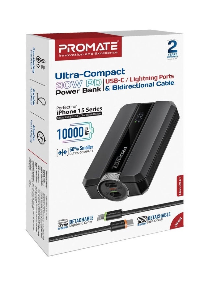 Promats Promate Ultra-Compact 30W PD Power Bank with USB-C / Lightning Ports & Bidirectional Cable  - Image 2