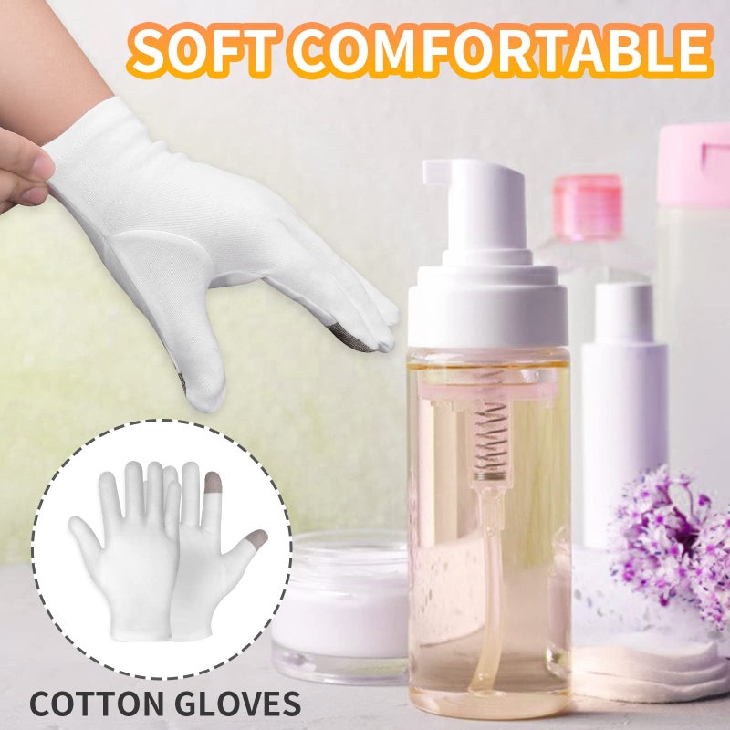 Sibba 3 Pairs Touch Screen Moisturizing Gloves White Cotton Moisturizing Gloves Overnight Bedtime Heal Eczema Sleeping Lotion Hand Spa Treatment Gloves Repair Rough Cracked Dry Chapped Hands Skin - Image 5