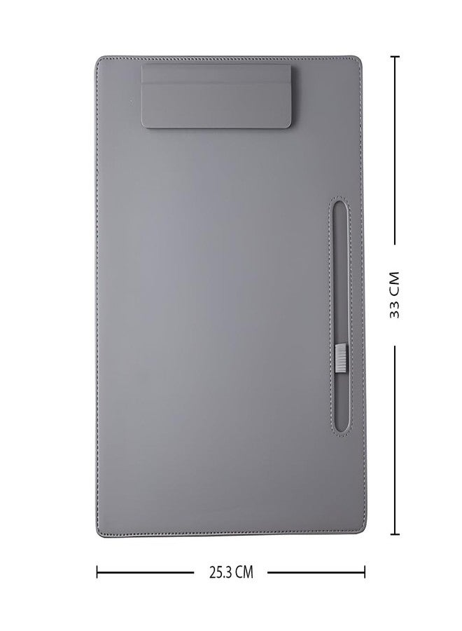 Oddpod™ Soft Premium PU Leather Magnetic Clipboard & Document Holder for Business Meetings, Writing Pad with Pen Holder, Drawing Board, Conference Pad for A4 Sheet (Grey) - Image 3