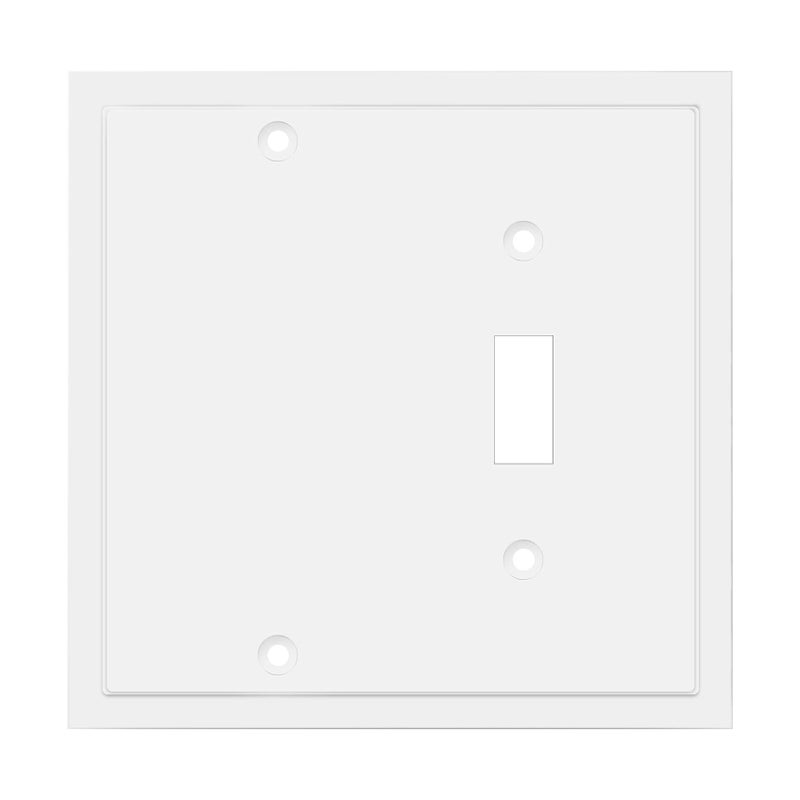 Henne Bery Modern Edge Decorative Wall Plate Switch Plate Outlet Cover Durable Solid Zinc Alloy BlankToggle White