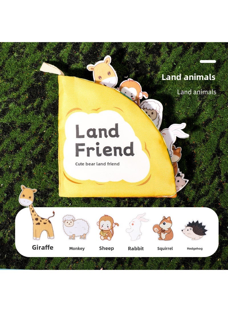 Tear-Resistant Tissue Box Toy for Babies Land Cloth Book (with 6 Velcro)