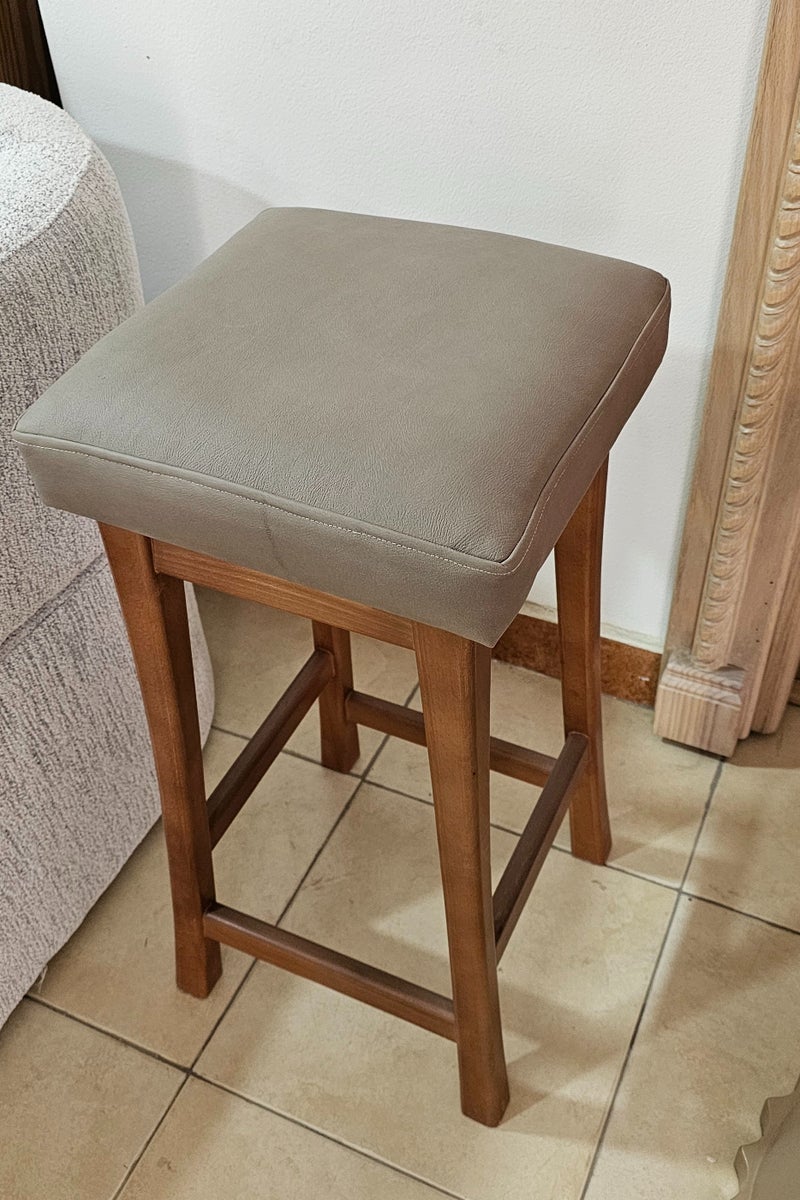 M Furniture - bar chair Brown 34x34x75 with grey seat - Image 1
