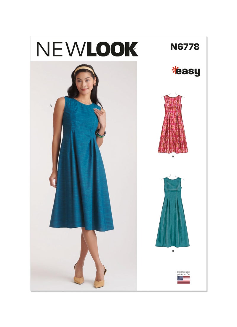 New Look UN6778A Easy to Make Misses' Dress Sewing Pattern Packet, Design Code N6778, Sizes 10-12-14-16-18-20-22, Multicolor - Image 1