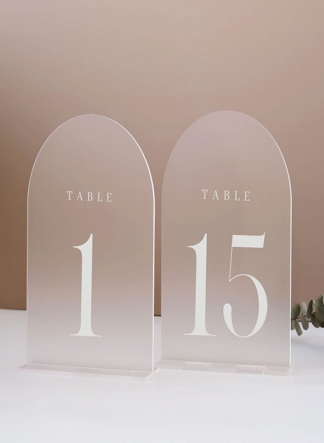 JINMURY Frosted Arch Table Numbers for Wedding, 15 Pack 5"x7" Frosted Arch Acrylic Signs with Holder Acrylic Table Numbers 1-15, Perfect for Wedding Centerpiece Decoration - Image 1