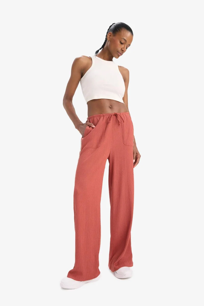 Defacto DeFactoFit NBA New York Knicks Wide Leg Crinkled Trousers