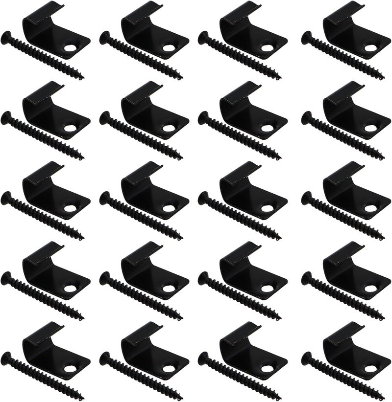 Caishun 20 Sets 7/8 Inch Black Universal Starter Deck Clip Stainless Steel Deck Starter Clip Concealed Fastener with Screw for Perimeter Deck Mounting - Image 1