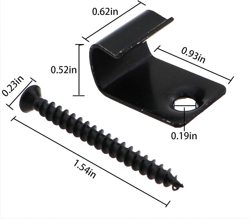 Caishun 20 Sets 7/8 Inch Black Universal Starter Deck Clip Stainless Steel Deck Starter Clip Concealed Fastener with Screw for Perimeter Deck Mounting - Image 2